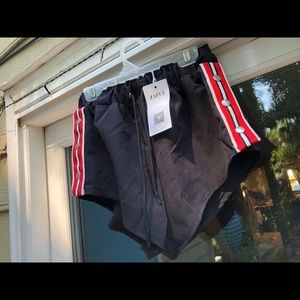 Zaful black drawstring shorts with side stripes